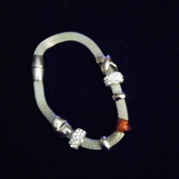 Charm Beads on  Mesh  Bracelet - Picture 2 of 3